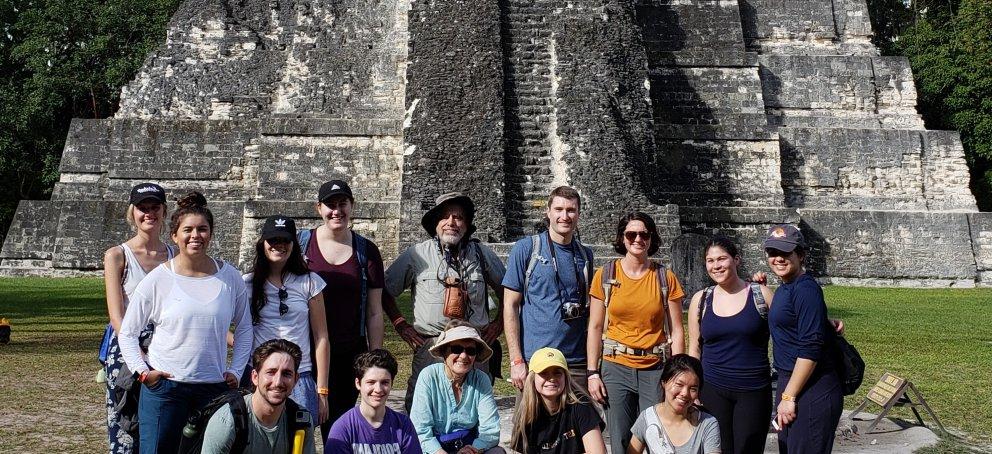 Jan Term Travel students in front of the Temple at Tikal